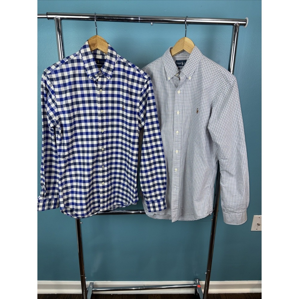 Lot of Two (2) POLO RALPH LAUREN Long Sleeve Button Down Shirts Mens Size Small